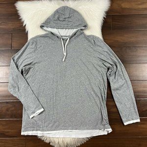 Vince Size XXL Heather Gray Double Layer Hoodie Shirt Pima Cotton